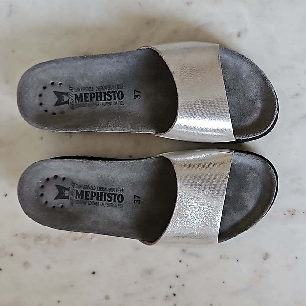 MEPHISTO: silver leather sandals